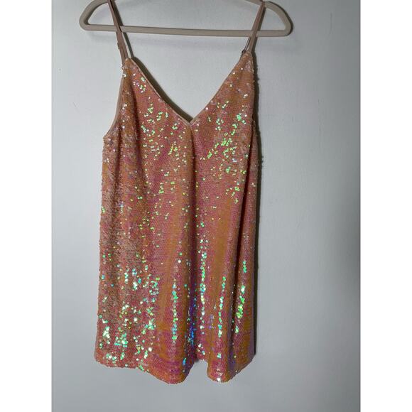 Buddy Love Dresses & Skirts - Buddy Love Peach Spaghetti Strap Sequince Mini Dress Sz S